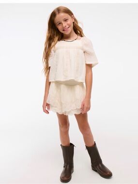 Abercrombie Kids Boho cream ruffle shorts set girl
